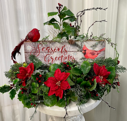 Season's Greeting Silk Arrangement 2 Gifts in One