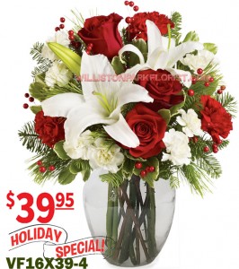 Flowers by Shirley - Christmas - FTD's Winter Elegance Bouquet - White and  Red Flower Arrangement