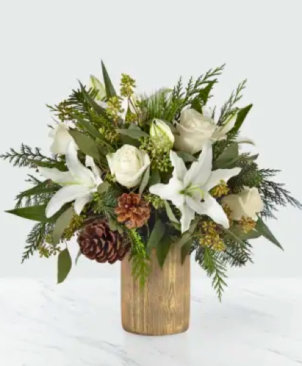 Seasons Greetings Bouquet Gold Bark Ceramic Vase