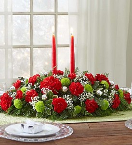Season's Greetings Centerpiece Red and Green Traditional Gift