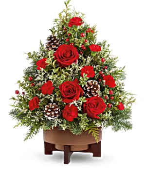 SEASON'S GREETINGS COPPER POT CENTERPIECE