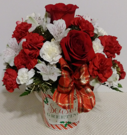 Seasons Greetings Keepsake Bucket Arrangement