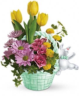 Exclusively at Flowers Today Florist Bunny Hop into Spring, Ceramic Keepsake Container