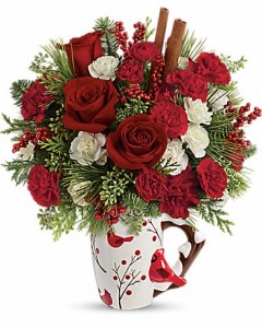 Send a Hug  Christmas Mug Flowers