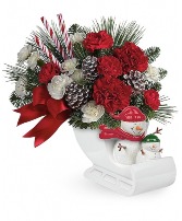 Send a hug open sleigh bouquet 