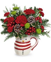 Send a hug Sweet Frosty smiling ceramic snowman mug