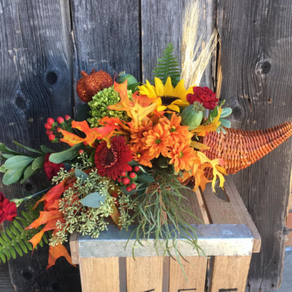 Sensational Fall Cornucopia Arrangement