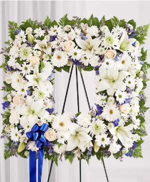 Sentimental Solace Wreath- Blue & White 