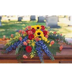 Sentimental Sunflowers Sympathy casket spray