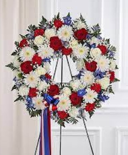 Serene Blessings Red White and Blue Wreath sympathy 