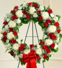 Serene Blessings Red &White Standing Wreath Spray