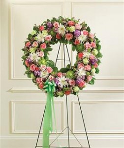 Serene Blessings Standing Wreath - Pastel Funeral 