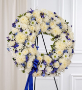 Serene Blessings  Standing Wreath- Blue and White 