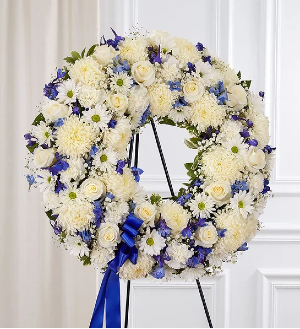 Serene Blessings Standing Wreath- Blue and White 