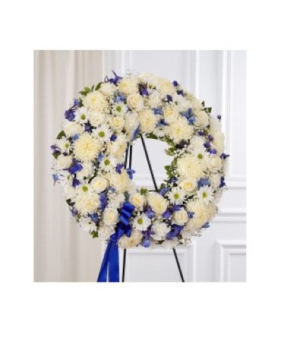 Serene Blessings™ Standing Wreath - Blue & White 