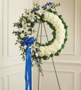 Serene Blessings Standing Wreath-Blue & White Funeral