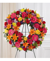 Serene Blessings Standing Wreath- Bright Symphaty flowers