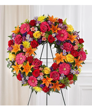 Serene Blessings Standing Wreath- Bright Symphaty flowers