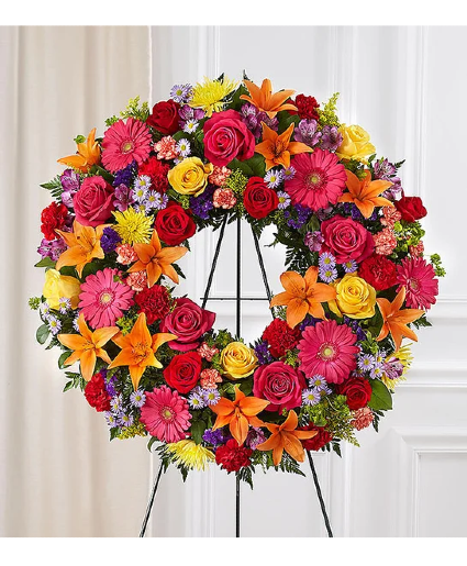 Serene Blessings Standing Wreath- Bright Symphaty flowers