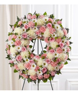 SERENE BLESSINGS STANDING WREATH PINK AND WHITE 