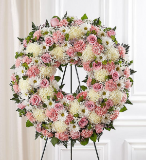 Serene Blessings Standing Wreath- Pink & White 