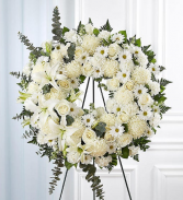 Serene Blessings Standing Wreath- White Sympathy