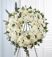 Serene Blessings™ Standing Wreath- White Sympathy Arrangement