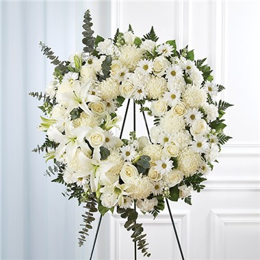 Serene Blessings™ White Standing Wreath 