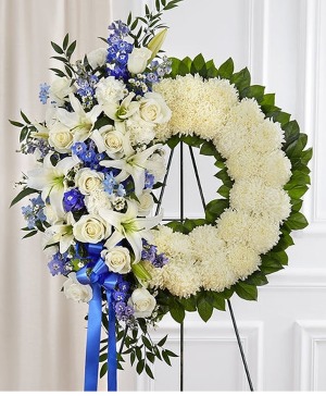 Serene Blessings™ Standing Wreath Blue and White 