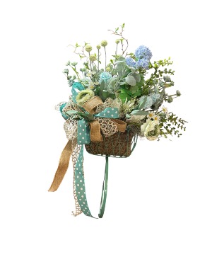 Serene Blue Bicycle Basket Permanent Decor