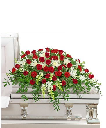 Serene Sanctuary Casket Spray Sympathy in Nevada, IA | FB FUNERAL FLOWERS