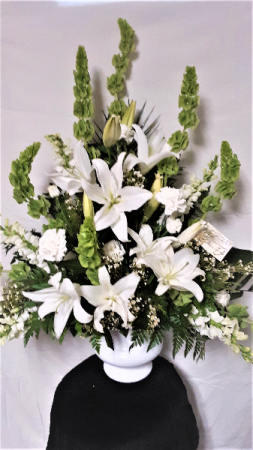 Serenity all white funeral arrangement