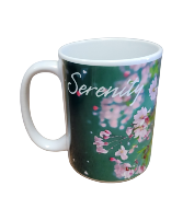 Serenity and cherry blossoms 15 ounce mug