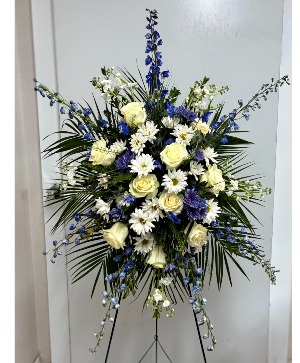 Serenity in Blue Funeral Spray