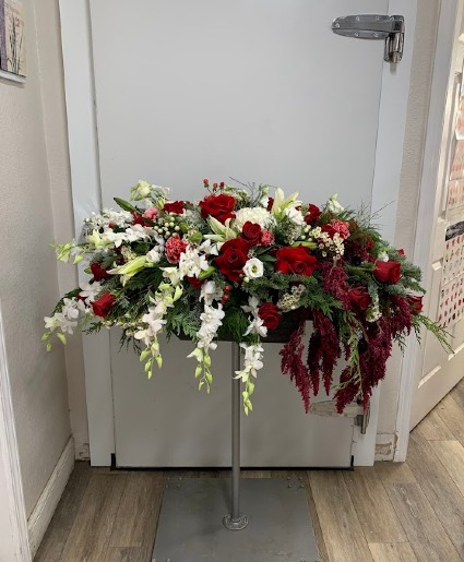 Crimson Serenity Casket Spray