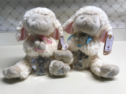 Serenity Lambs with Crib Cross blue or pink Any occasion