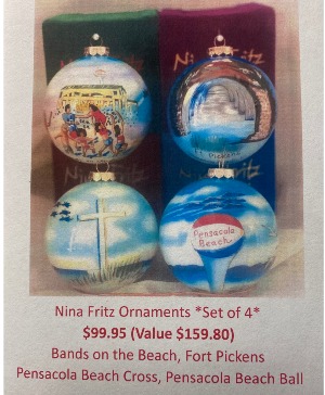 Set of 4 Nina Fritz Ornaments 