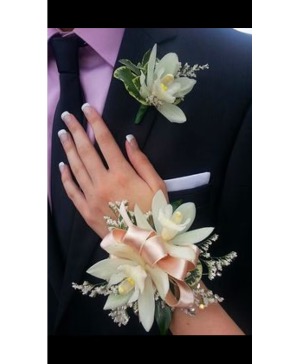 Set Orchid Corsage and Boutonniere  
