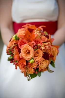 Shades of Orange Wedding Bouquet
