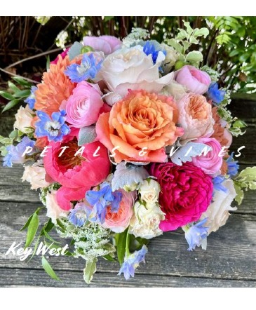 Shades of Pink Round Wedding Bouquet Wedding Bouquet in Key West, FL | Petals & Vines