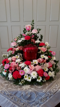 Shades of Pink Urn Wreath 