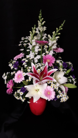 Shades of pretty pink vase arrangement