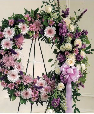 Shades of Purple and White Standing Wreath Your Choice of Colors