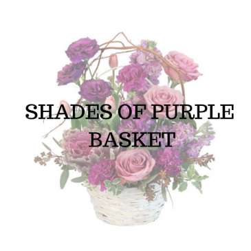Shades of Purple  Basket Arrangement in Huntington, TX | LIZA'S GARDEN 