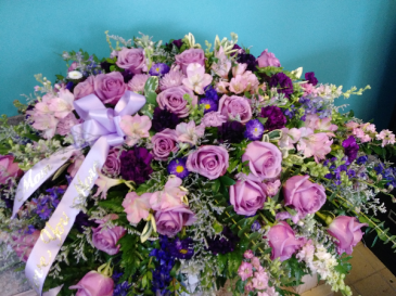 Shades of Purple Casket Spray
