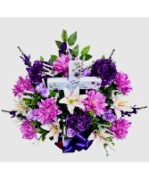 Shades of Purple Silk Basket with Solar Cross