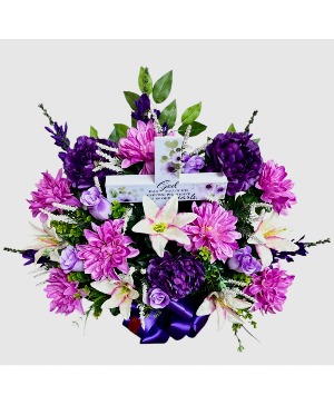 Shades of Purple Silk Basket with Solar Cross