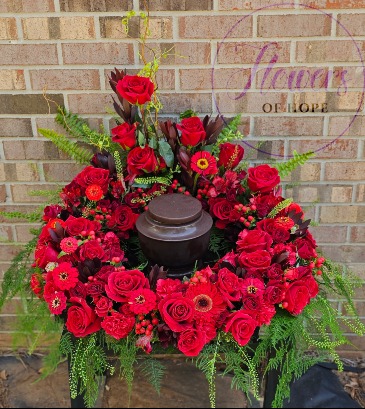 Shades of Red Cremation Wreath  in Dothan, AL | Flowers of Hope
