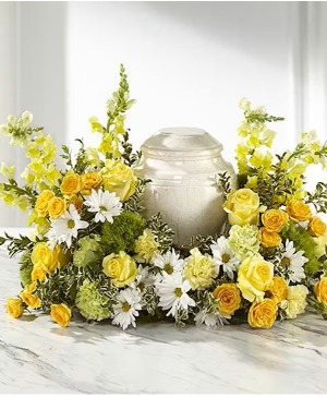 Shades of Yellow, White and Green Urn Wreath Premium