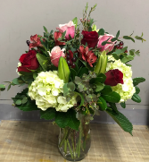 Shayla Pink and red flower arrangement